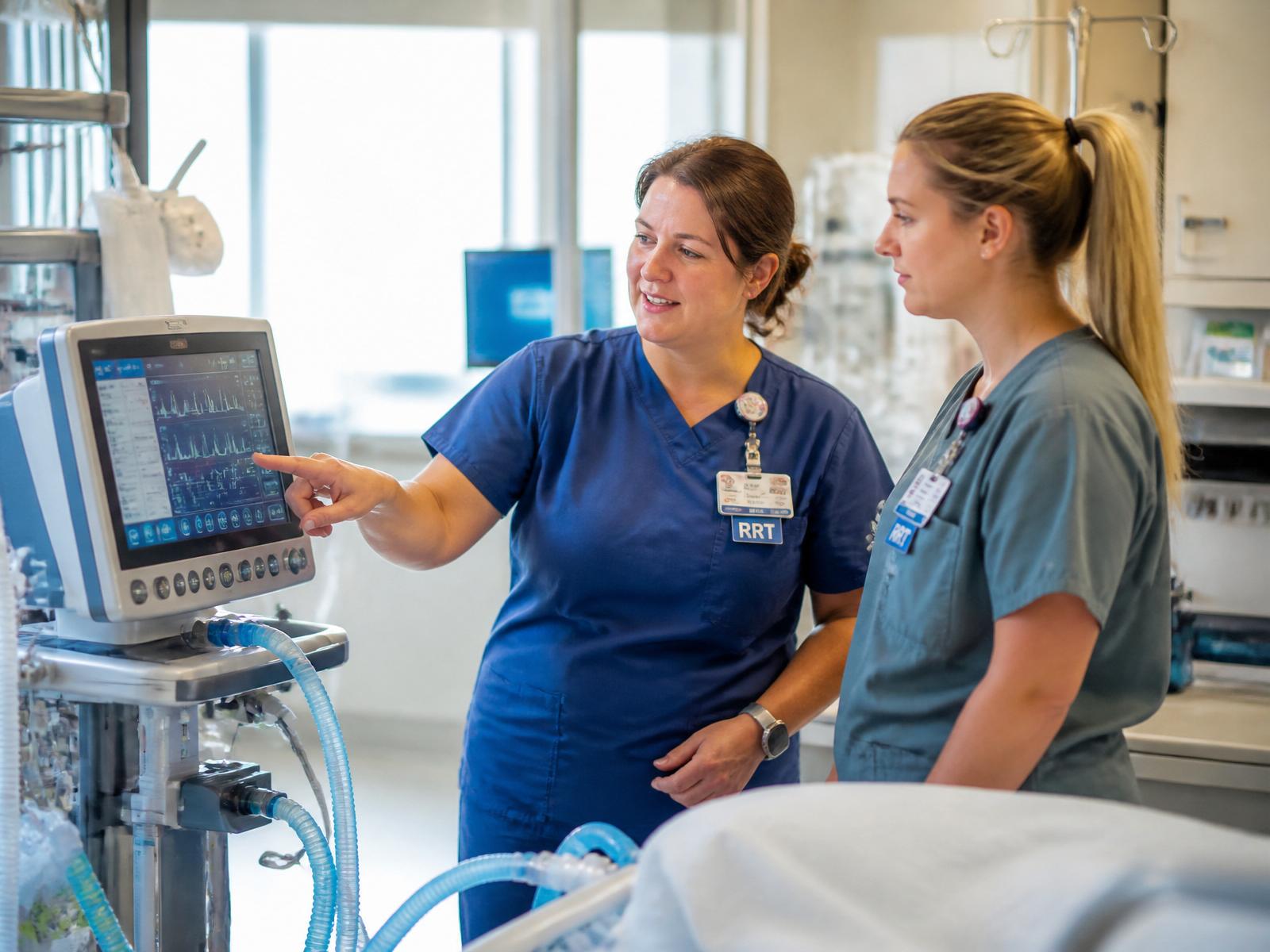 Faculty reviewing student clinical progress on a laptop